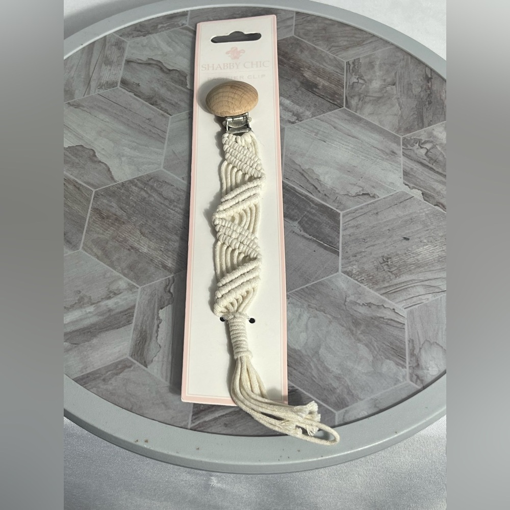 Shabby Chic Cream Macrame Accent Decorative Pacifier Strap Infant/Toddler Unisex